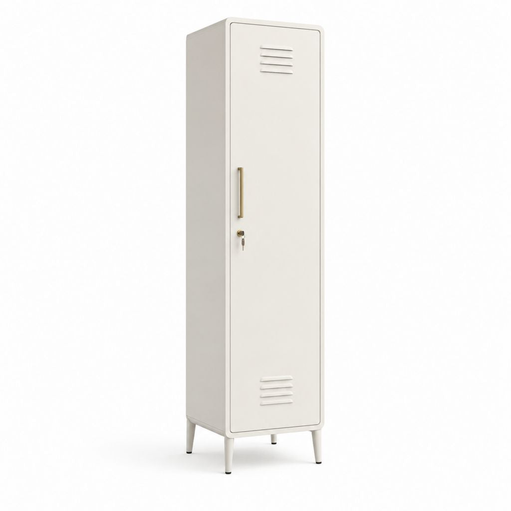 Armadio guardaroba a 1 anta in acciaio bianco 40 x 50 x 180 cm con serratura