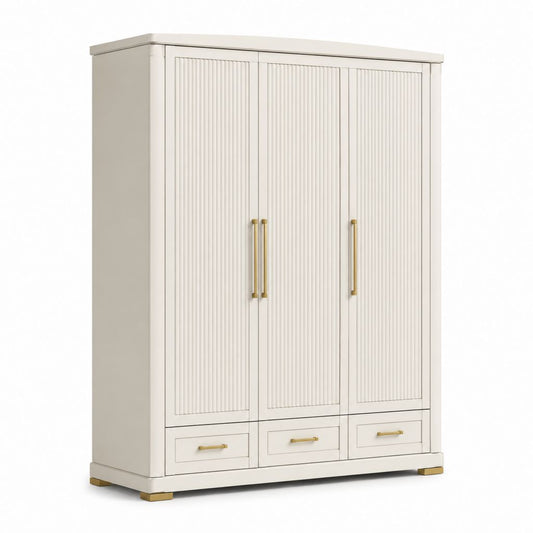 Armadio guardaroba 3 ante bianco in MDF rettangolare 150 x 55 x 180 cm