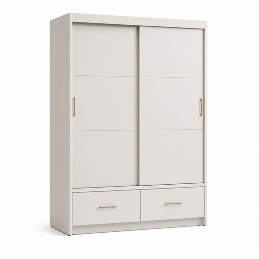 Armadio guardaroba a 2 ante scorrevoli bianco in truciolare melaminico 120 x 60 x 200 cm con 2 cassetti