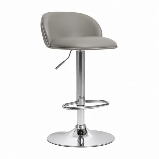 Sgabello da bar regolabile grigio in PU con base in acciaio cromato 48 x 50 x 89-110 cm