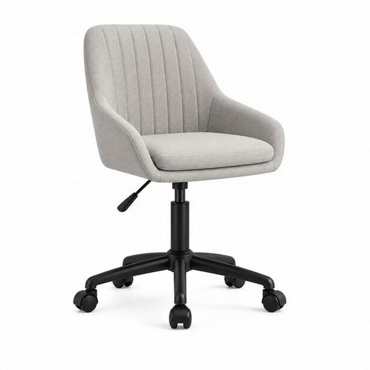 Sedia da ufficio girevole grigia in poliestere con braccioli e altezza regolabile 63 x 63 x 88-98 cm