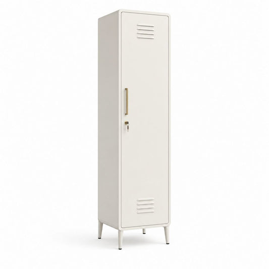Armadio guardaroba a 1 anta in acciaio bianco 40 x 50 x 180 cm con serratura