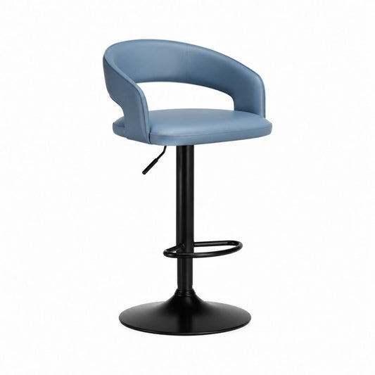 Sgabello da bar regolabile blu in similpelle PU con base in acciaio 54 x 52 x 85-106 cm